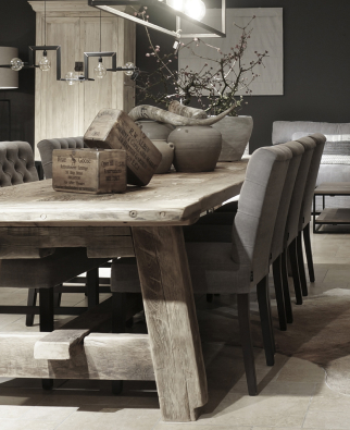 oud eiken lange grote tafel op hand gemaakt gerecycled oud robuust eiken uglywood